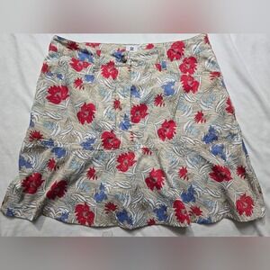 Daily Sports A Swedish Story Tan Floral Print Skort Mesh Shorts Size 6
